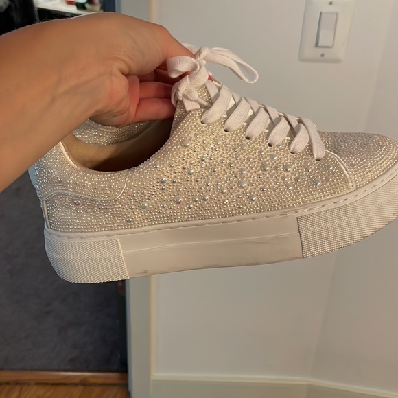Betsy Johnson SIDNY all-over pearl platform sneakers - Picture 7 of 8